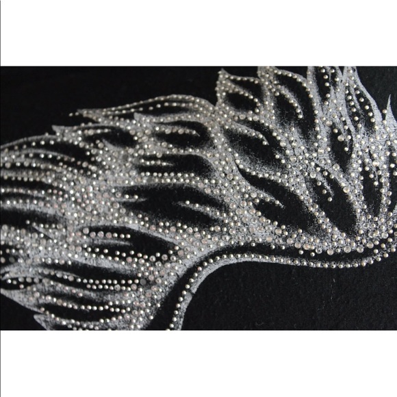 S12 Black 3D Metal Crystallize Women Over Piece Wings Blouse Black USA Med Wrap - Picture 8 of 12